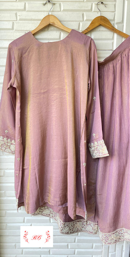 Beautiful Pink and Purple Combination Ready To Wear 3 Piece Set Suit.